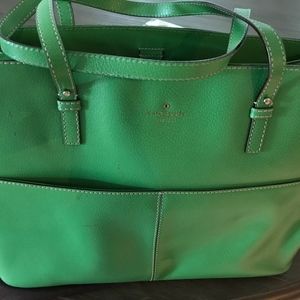 Kate Spade green leather tote w/tags, dust cover